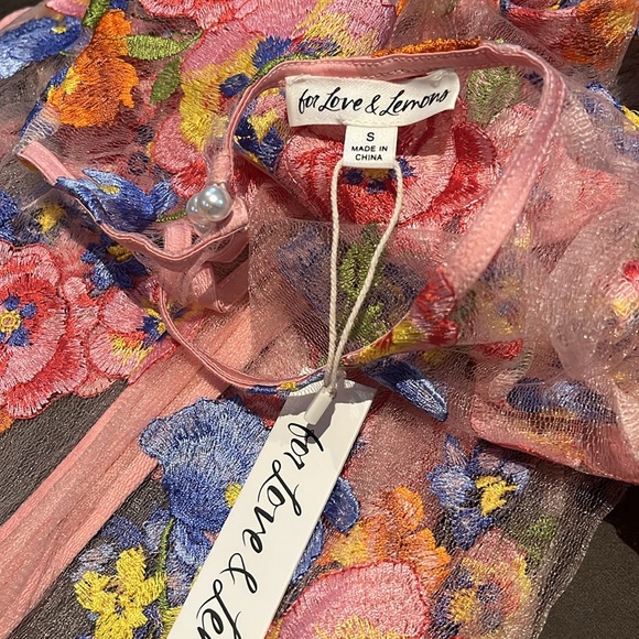 For Love & Lemons Percy Mini Dress in Multicolor  
embroidered floral accents - Picture 12 of 15